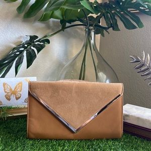 Aldo Tan Suede~Date or Evening Envelope Clutch Bag.